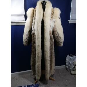 Beautiful Spotted Lynx & Fox Full Length Fur Coat Jacket